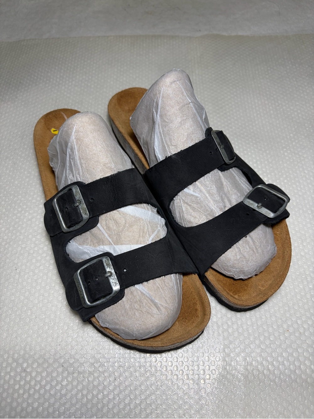 Biostep Made in Spain Black Double-Buckle Suede Slide Sandals Sz 9